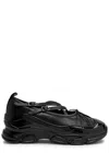 Simone Rocha Crystal Buckle Tracker Leather-trimmed Shoes In Black