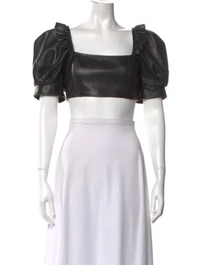 Pre-owned Simone Rocha Leather Square Neckline Crop Top In Black
