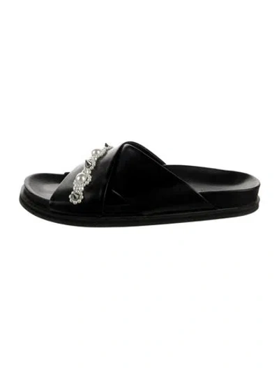 Pre-owned Simone Rocha Leather Studded Accents Slides In Black