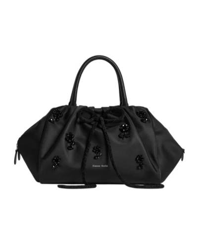 Simone Rocha Leather-trimmed Embellished Shell Tote In Black
