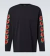 Simone Rocha Black Cluster Rose Logo Print Long Sleeve T-shirt In Black