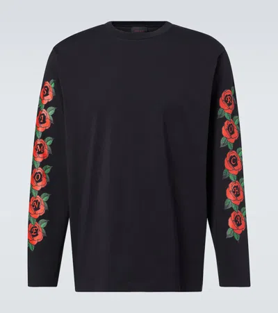 Simone Rocha Logo Floral Cotton Jersey T-shirt In Black