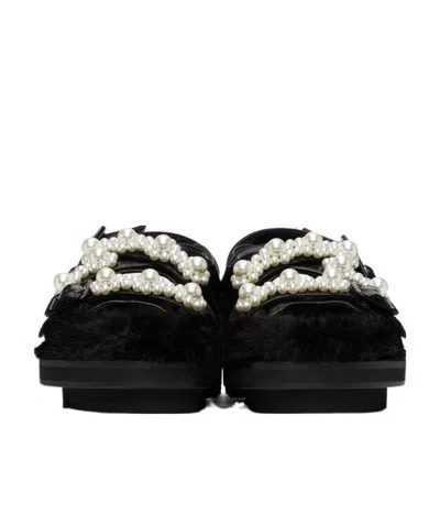 Simone Rocha Logo Patent Leather Sandals In Black