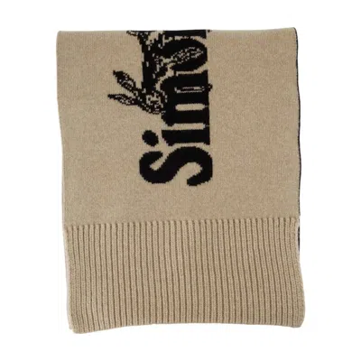 Simone Rocha Beaded Logo Scarf In Brown