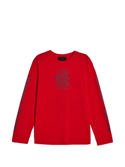 Simone Rocha Logo-print Long-sleeve T-shirt In Red