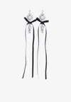 Simone Rocha Long Crystal Crest Bow Earrings In Crystal