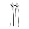 Simone Rocha Long Crystal Crest Bow Earrings In Black