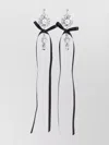 Simone Rocha Long Crystal Crest Bow Earrings In Black