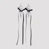 Simone Rocha Long Crystal Crest Bow Earrings In Pearl Crystal Black