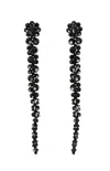 Simone Rocha Long Drop Earrings With Faceted Black Beads And Flower Cluster In Black