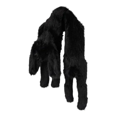 Simone Rocha Long Faux Fur Hare Scarf In Black
