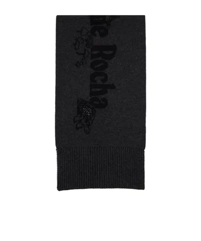 SIMONE ROCHA LONG GRAPHIC LOGO KNIT SCARF