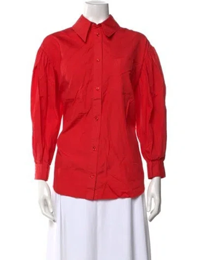 Pre-owned Simone Rocha Long Sleeve Button-up Top In Red