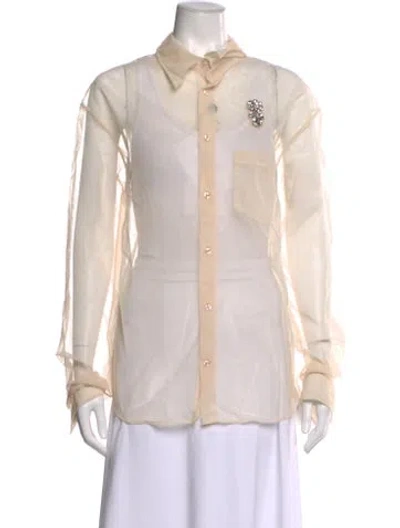 Pre-owned Simone Rocha Long Sleeve Button-up Top W/ Tags In Neutral