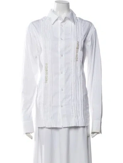 Pre-owned Simone Rocha Long Sleeve Button-up Top In White