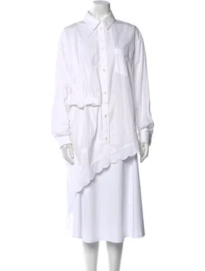 Pre-owned Simone Rocha Long Sleeve Button-up Top In White