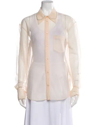 Pre-owned Simone Rocha Long Sleeve Button-up Top In White