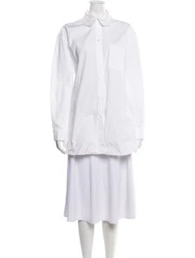Pre-owned Simone Rocha Long Sleeve Button-up Top In White