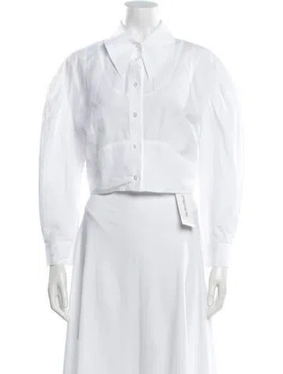 Pre-owned Simone Rocha Long Sleeve Button-up Top In White