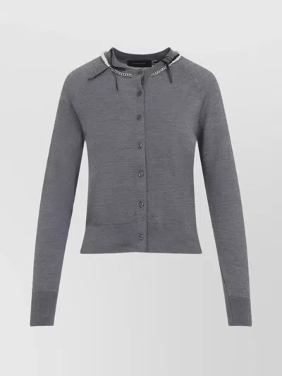 SIMONE ROCHA LONG SLEEVE CARDIGAN FEATURING CHAIN DETAIL