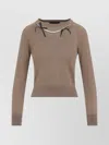 Simone Rocha Fitted Long-sleeve Sweater With Pearl Accents And Ribbon Detail In Brown
