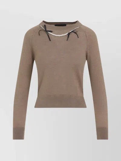 SIMONE ROCHA LONG SLEEVE JUMPER WITH CHAIN AND PEARL