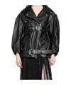Simone Rocha Long Sleeve Leather Jacket In Black