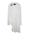 Simone Rocha Oversized Gathered Slit Shirt Embroidered In White