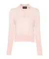 Simone Rocha Embellished Merino-silk Knit Polo Sweater In Pink