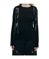 Simone Rocha Womens Black Bow-ribbon Long-sleeves Woven T-shirt In Black