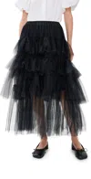 Simone Rocha Tiered Tulle Tutu Midi Skirt In Black