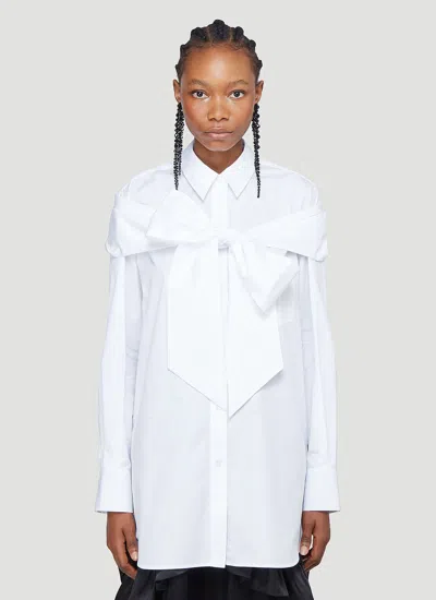 Simone Rocha Longline Bow Shirt In White