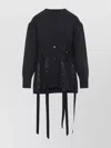 Simone Rocha Womens Charcoal Sculpted Ribbon Stretch-wool Blend Cardigan Xs In Black