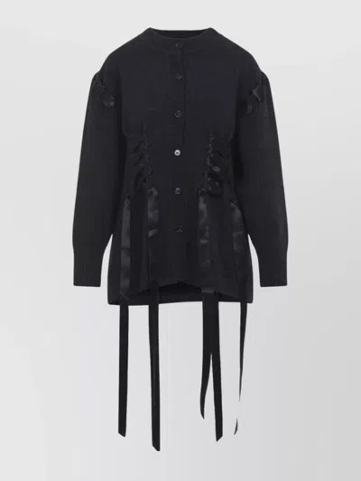 SIMONE ROCHA LONGLINE CARDIGAN WITH RIBBON CORSET DETAIL