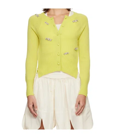 Simone Rocha Green Turbo Embellished Relaxed Cashmere Cardigan