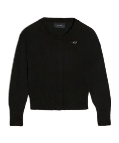 Simone Rocha Long-sleeved Knitted Cardigan In Black