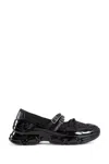 Simone Rocha Low Trek Beaded Round-toe Criss-cross Ballerina Sneakers In Black