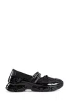 Simone Rocha Low Trek Beaded Round-toe Criss-cross Ballerina Sneakers In Black