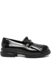 Simone Rocha Low Tracker Fringe Leather Loafers In Black