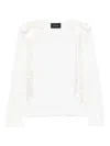 Simone Rocha Off-white Bow Ribbon Tail Long Sleeve T-shirt In White