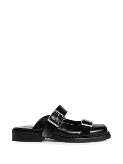 Simone Rocha Mary Jane Buckle Mules In Black