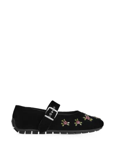 Simone Rocha Mary Jane Embellished Ballet Flats In Black
