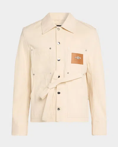 Simone Rocha Men & Apos;s Workwear Bow Front-sash Jacket In Neutral