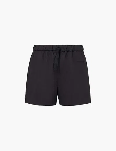 Simone Rocha Mens Black Drawstring Waistband Flared-leg Mid-rise Twill Shorts