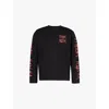 Simone Rocha Branded-print Long-sleeved Cotton-jersey T-shirt In Black/red/black