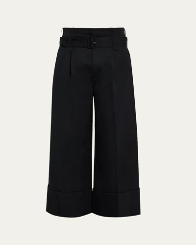 Simone Rocha Men's Cropped Wide-leg Belted Trousers In Black
