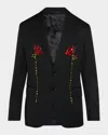 Simone Rocha Embellished Blazer In Black/red Multi
