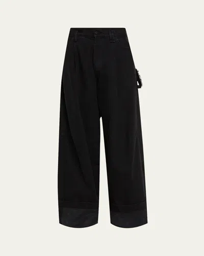 Simone Rocha Wide-leg Crystal-embellished Jeans In Black