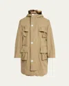 Simone Rocha Men's Multi-pocket Faux Fur-lined Parka Coat In Neutral