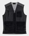 Simone Rocha Men's Multi-pocket Sheer Utility Vest In Black